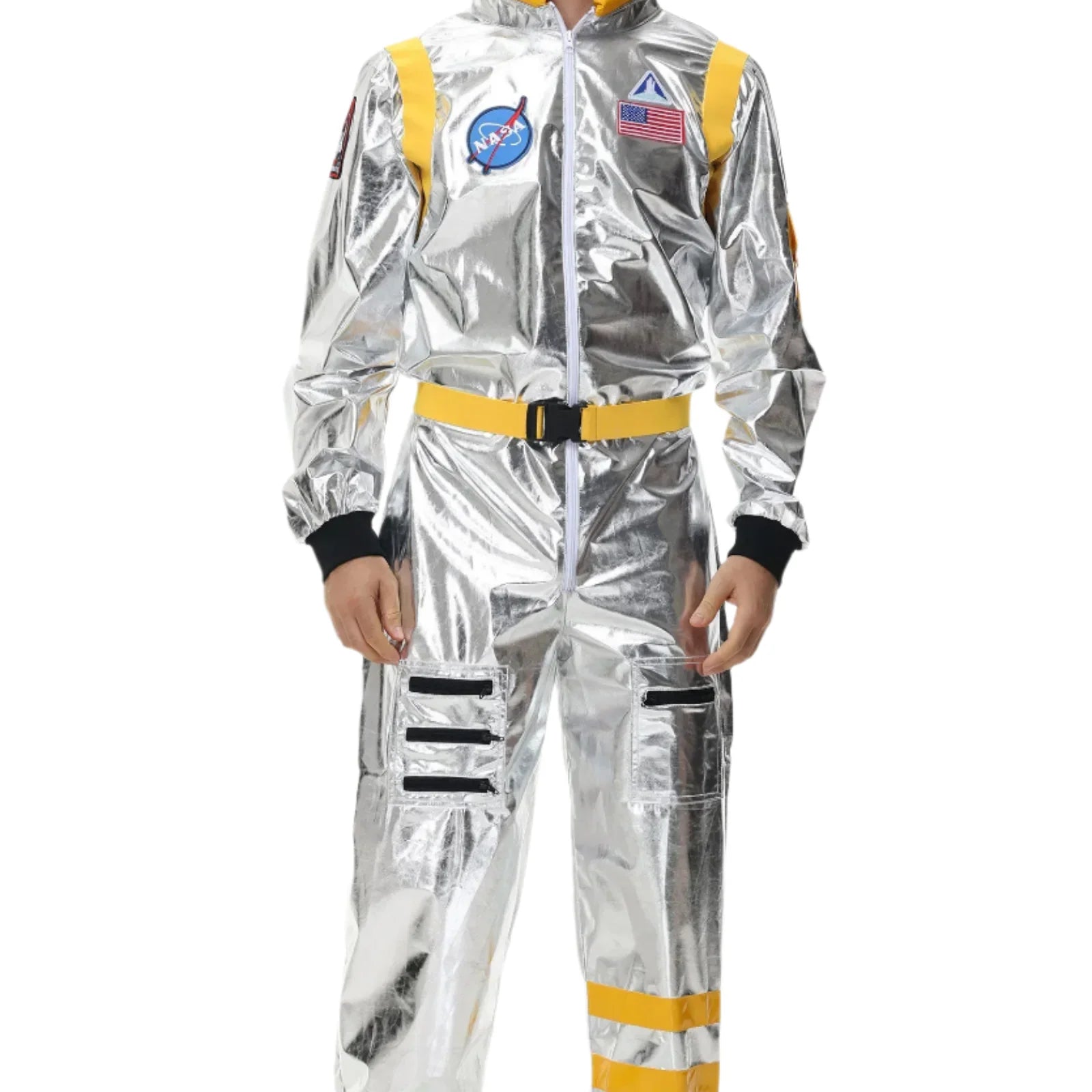Unisex Astronaut Halloween Kostüm - Metallic Weltraum Overall mit Visier