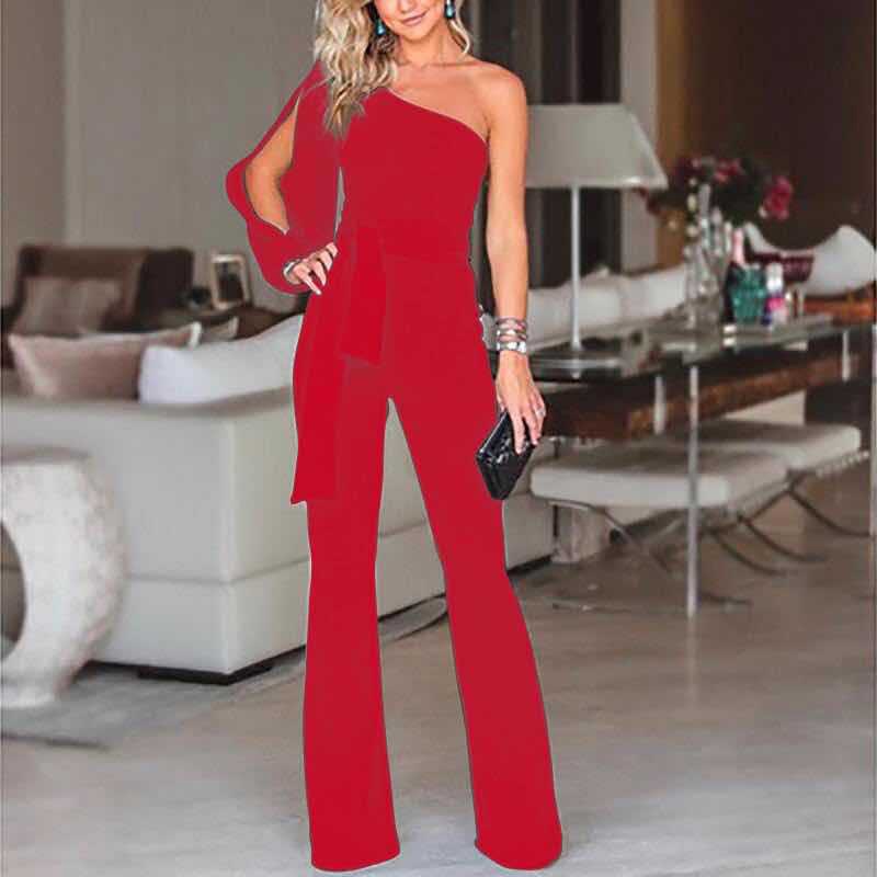 Damen Einarm-Jumpsuit - Weites Bein mit Schlitz-Ärmel