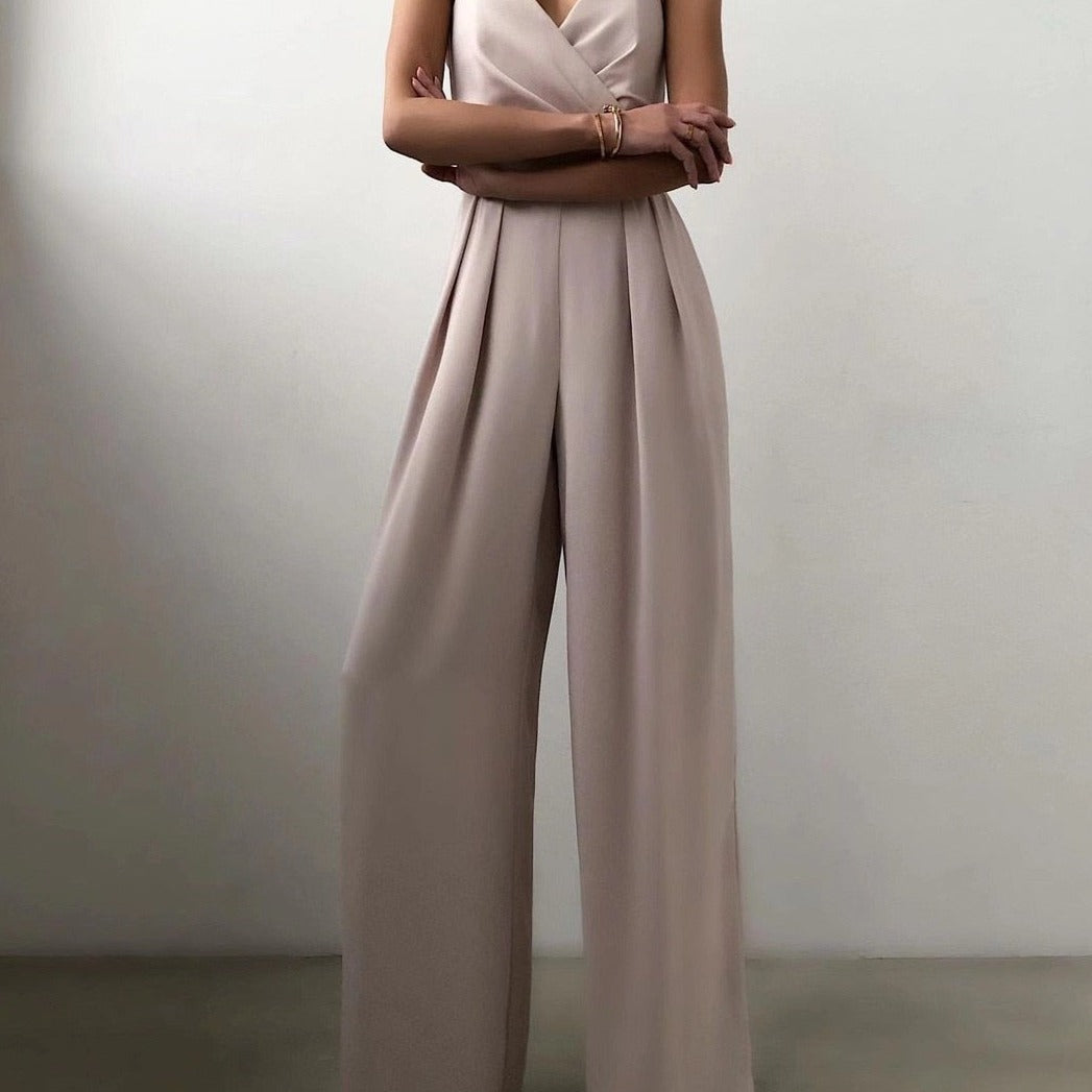Damen Plissee-Jumpsuit - Ärmellos & Weites Bein