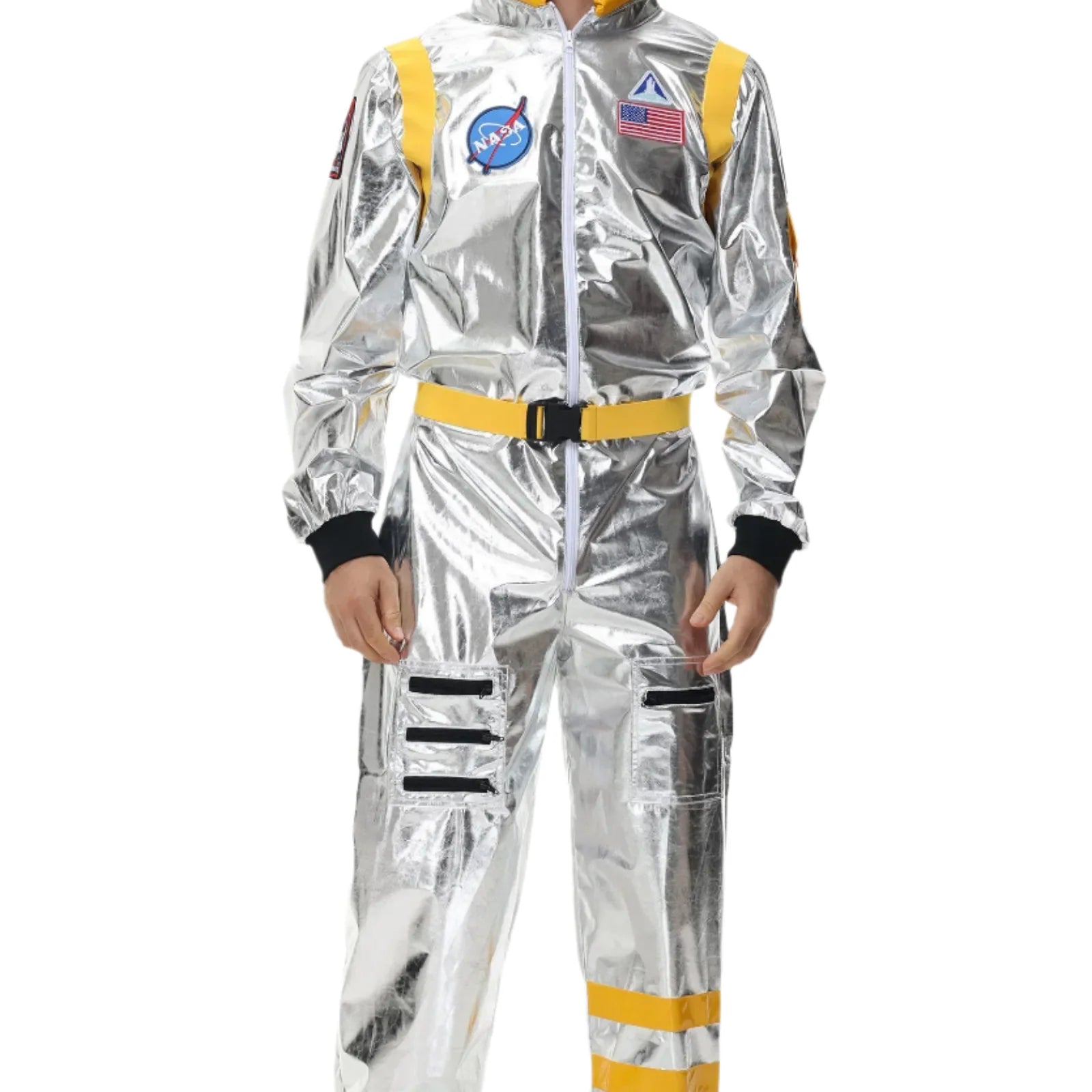 Unisex Astronaut Halloween Kostüm - Metallic Weltraum Overall mit Visier