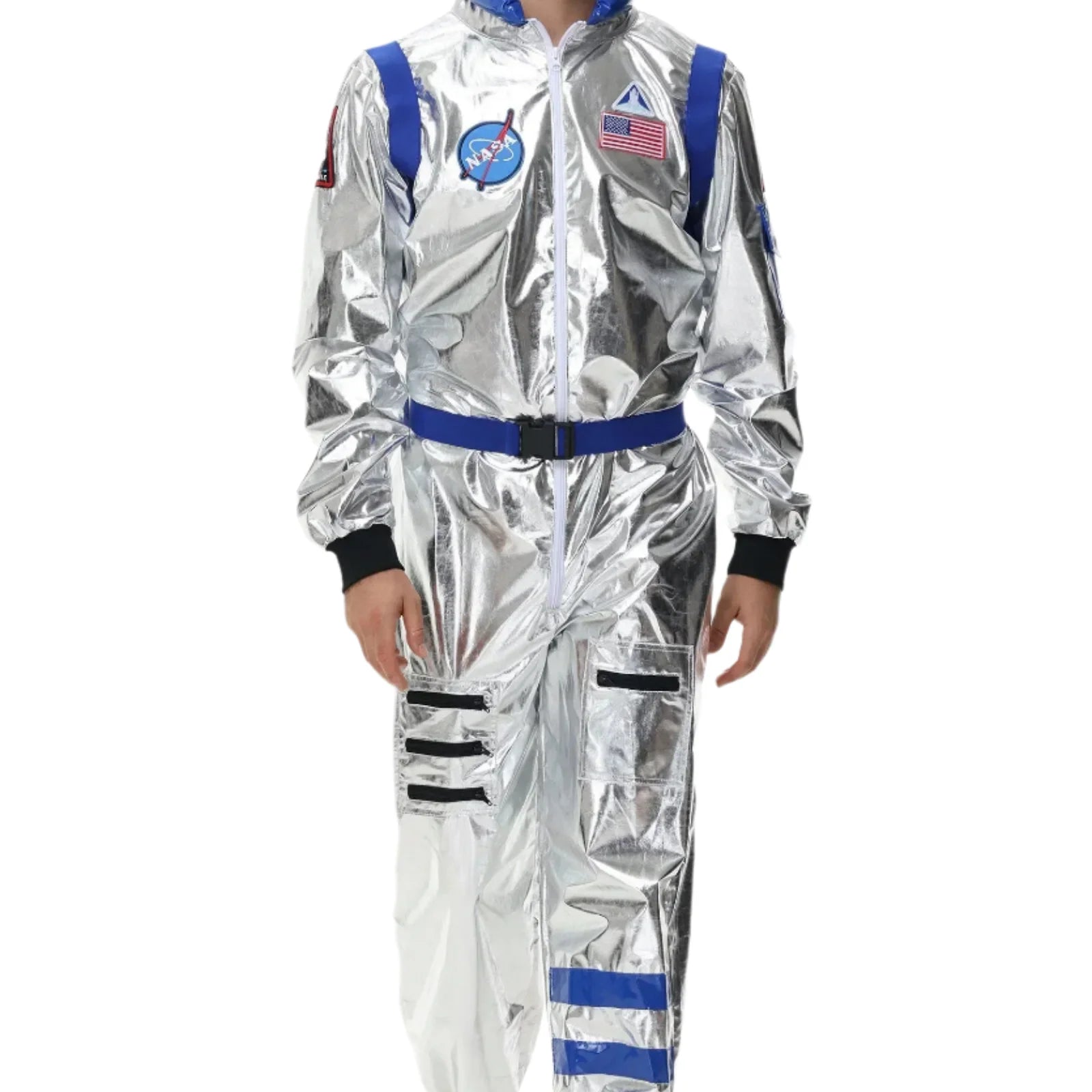 Unisex Astronaut Halloween Kostüm - Metallic Weltraum Overall mit Visier