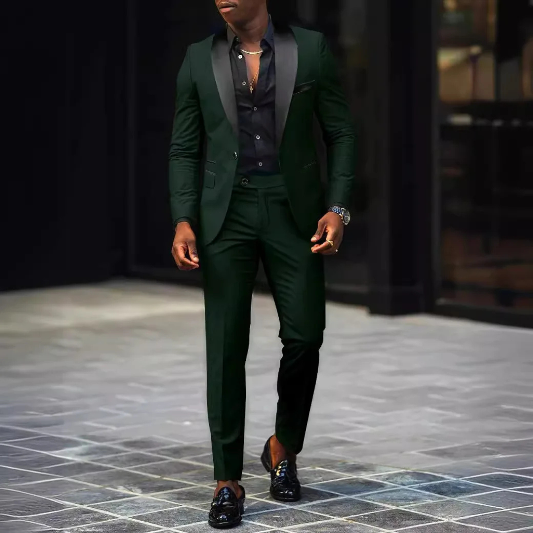 Men's 2-Piece Suit Set - Slim Fit with Black Shawl Lapel