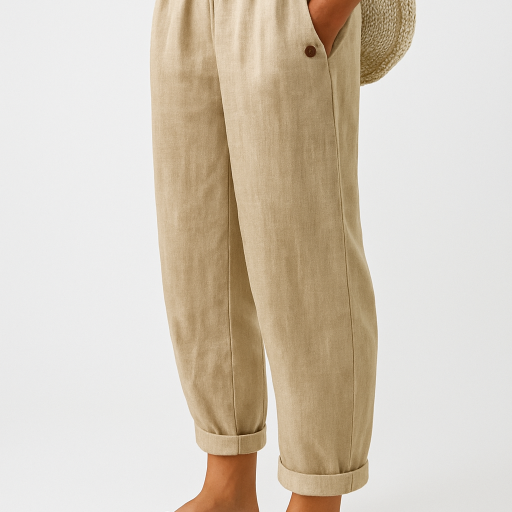 Damen Leinenhose mit Seitentaschen