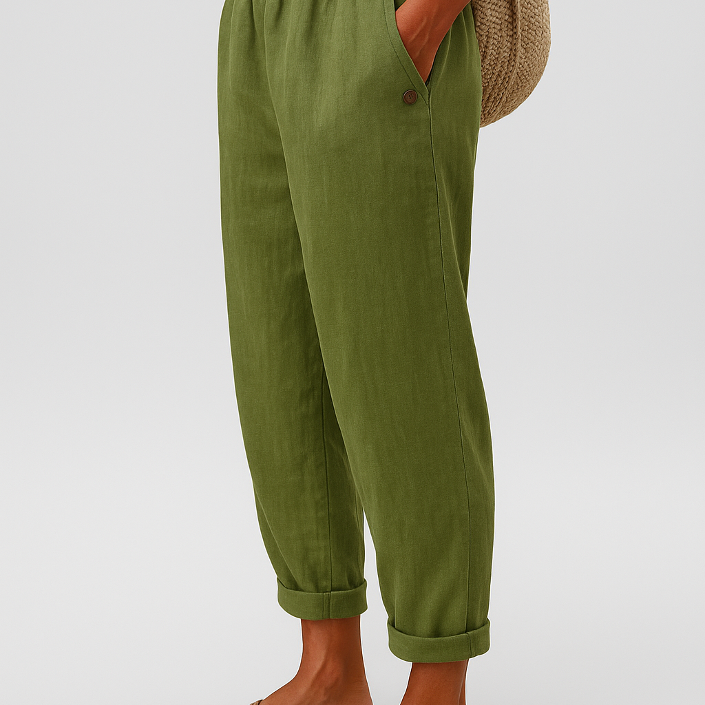 Damen Leinenhose mit Seitentaschen