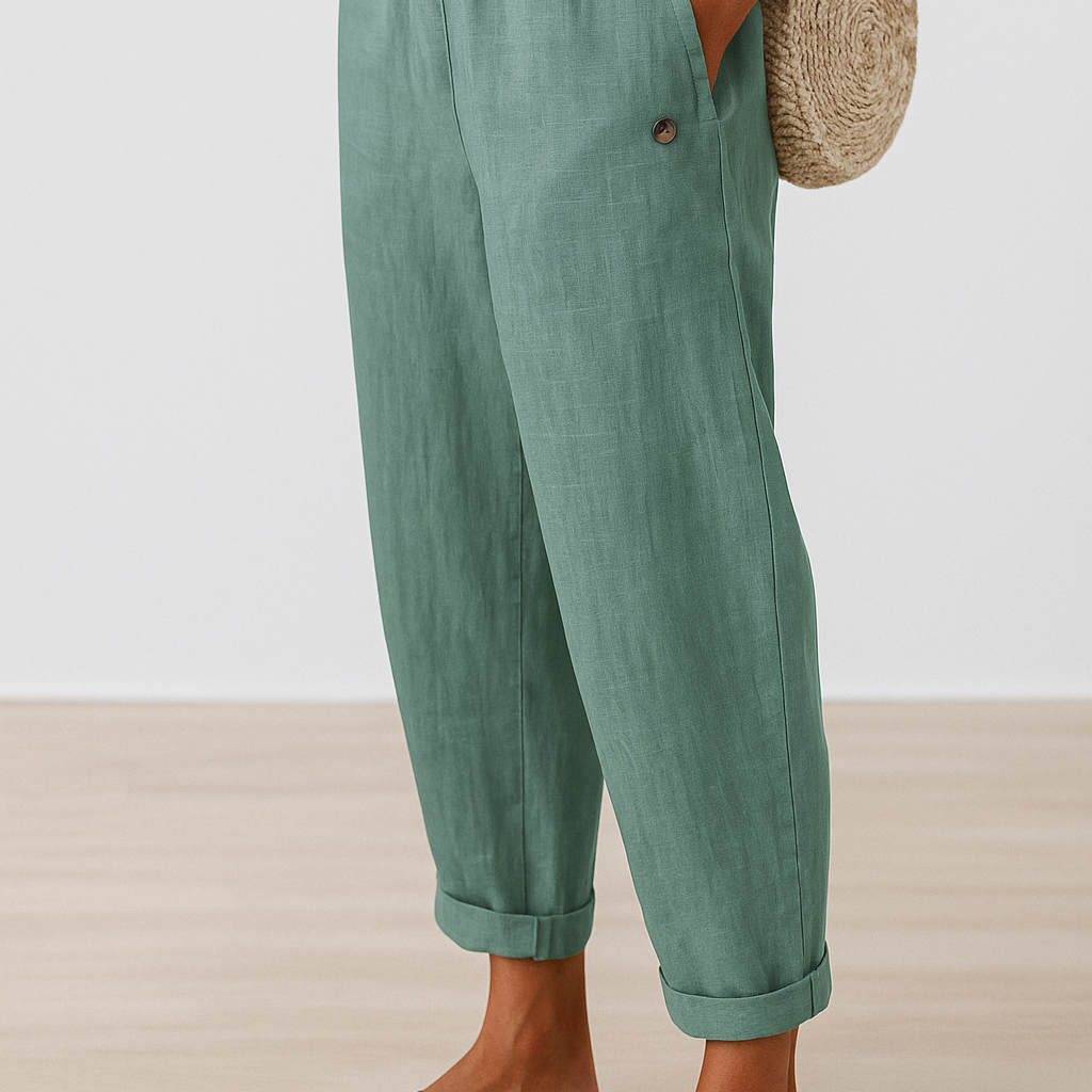 Damen Leinenhose mit Seitentaschen