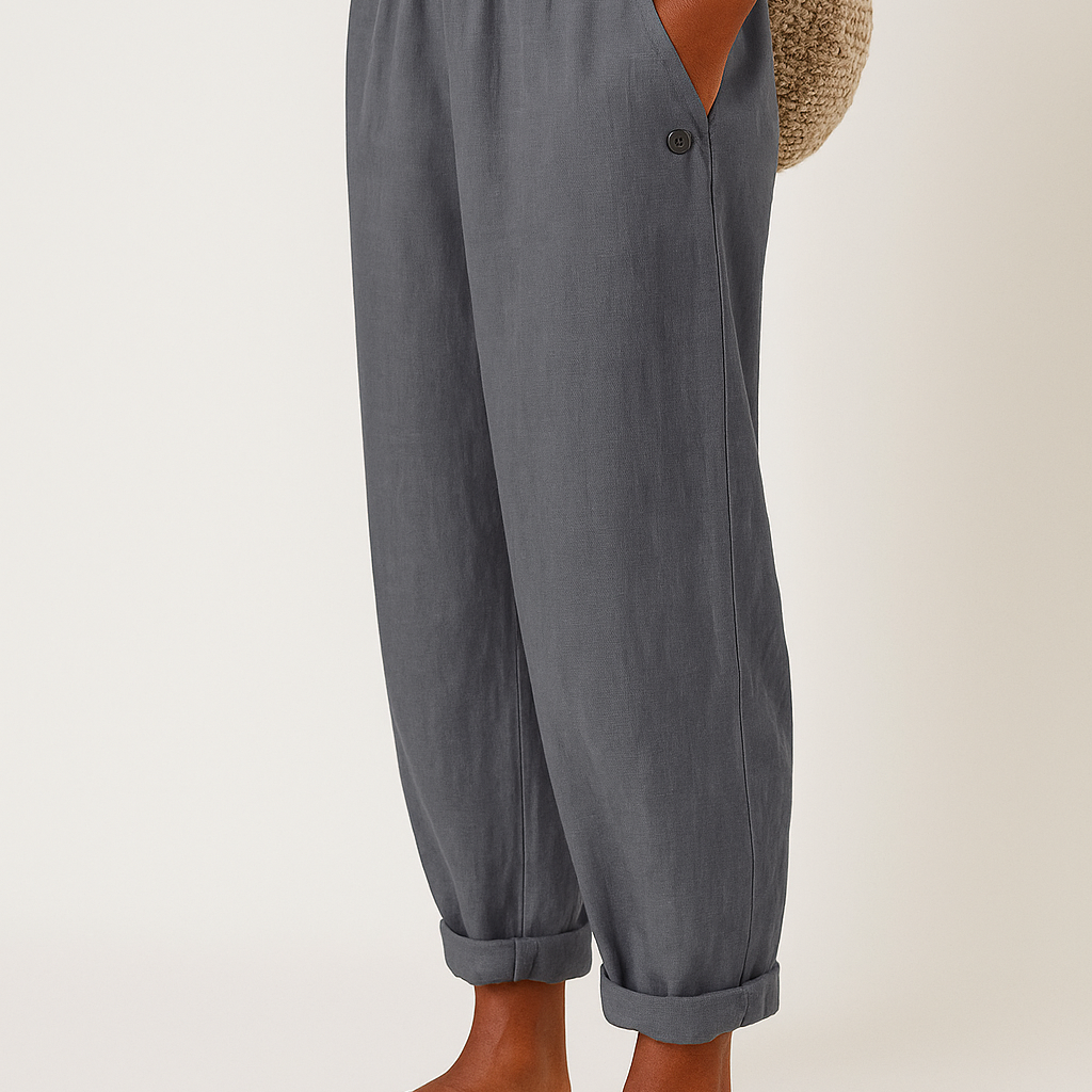 Damen Leinenhose mit Seitentaschen