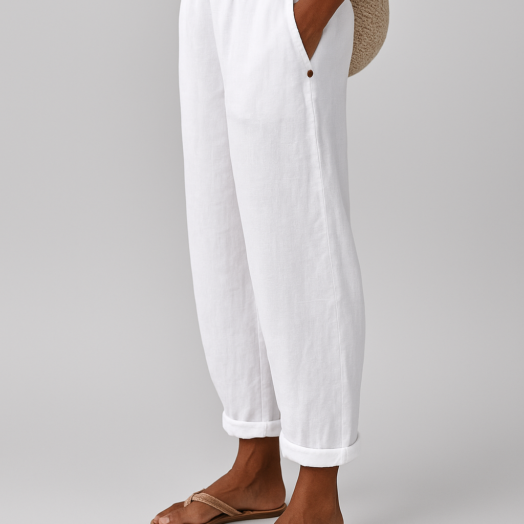Damen Leinenhose mit Seitentaschen