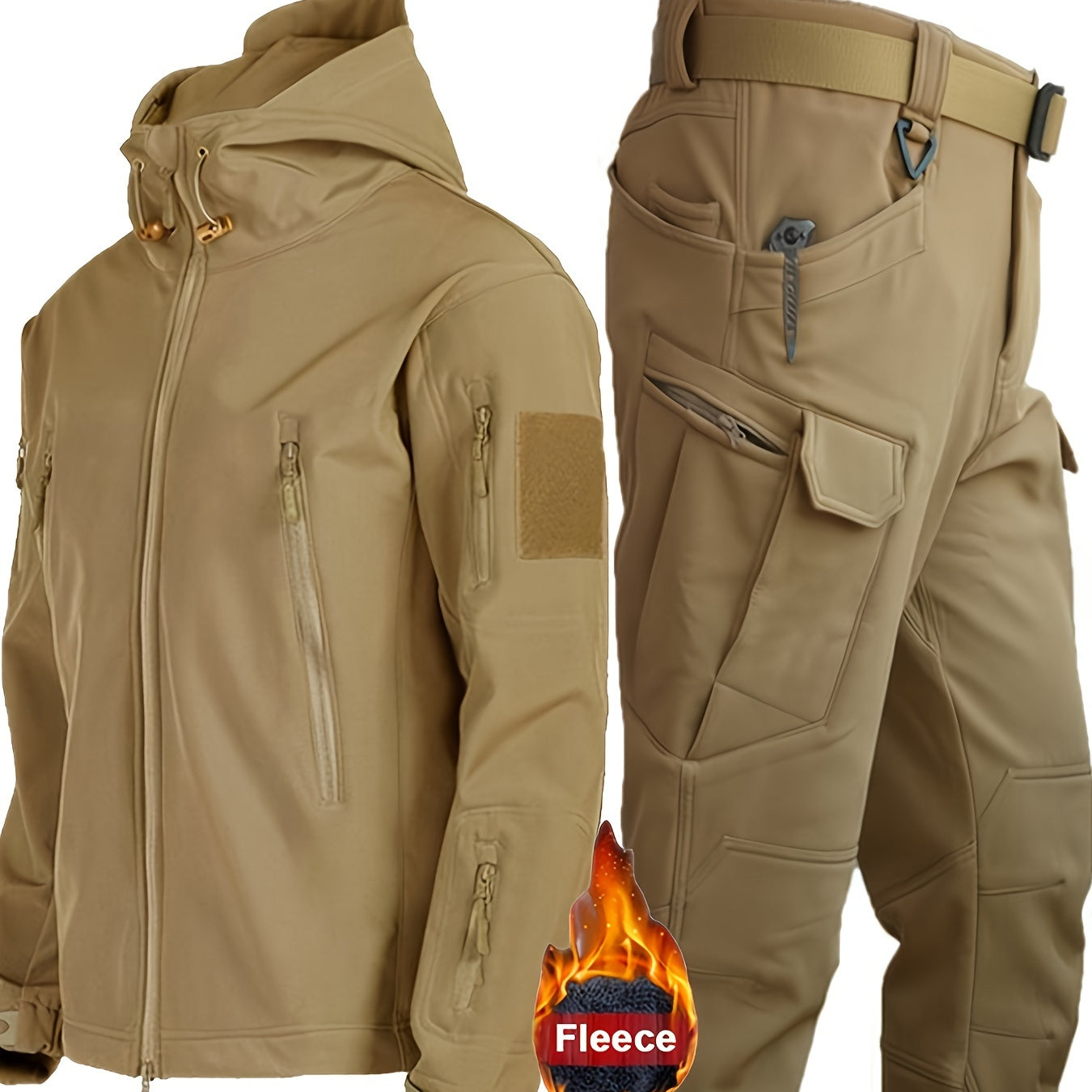 Herren Outdoor Thermisches Outfit Set – Multi-Taschen-Jacke & Cargo-Hose