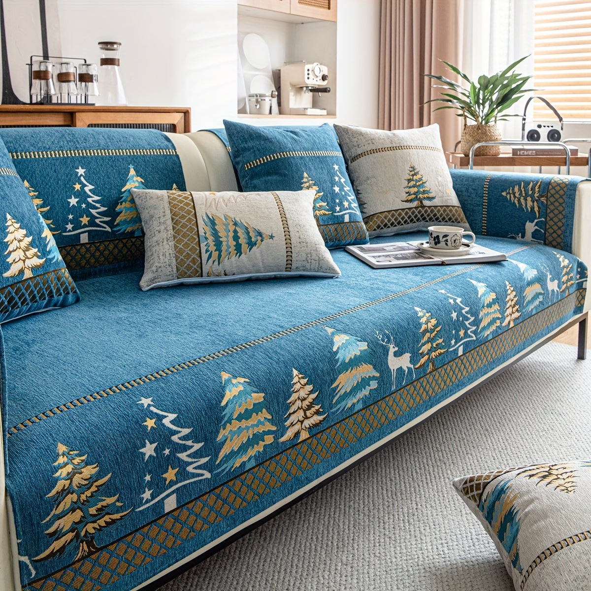 Funda de Sofá Manta Navideña Festiva – Protector de Sofá Antideslizante