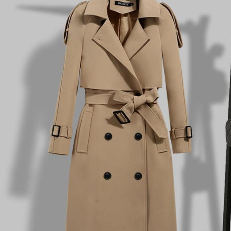 Trench coat da donna con cintura – Abbigliamento esterno confortevole