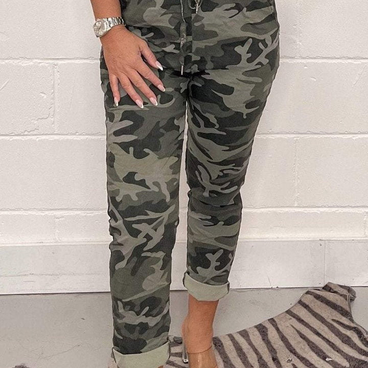 Damen Leoparden-Print-Hose - Stilvolle Schmale Passform