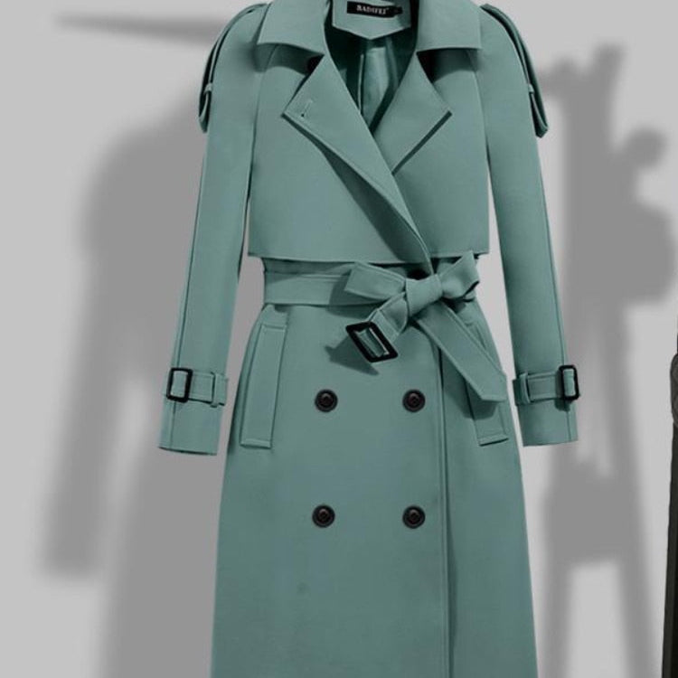 Trench coat da donna con cintura – Abbigliamento esterno confortevole