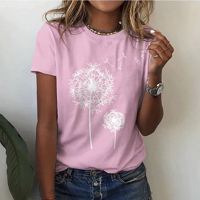 T-Shirt Stampata per Donna - Girocollo con Maniche Corte