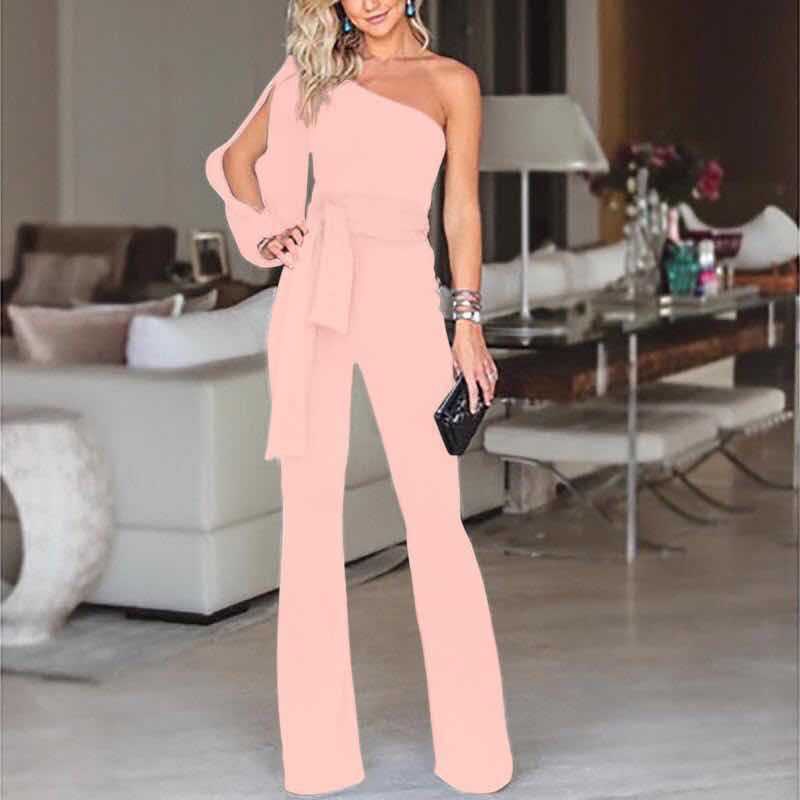 Damen Einarm-Jumpsuit - Weites Bein mit Schlitz-Ärmel