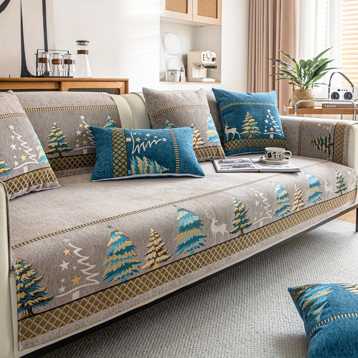 Funda de Sofá Manta Navideña Festiva – Protector de Sofá Antideslizante