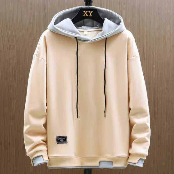 Men's Two-Tone Hoodie – Relaxed Fit with Contrasting Layered Look