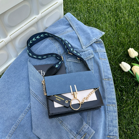 Damen Handtasche mit Krokodilmuster – Quadratisches Klappdesign