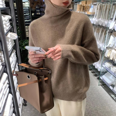 Damen Strickpullover - Rollkragen mit Übergroßem Schnitt