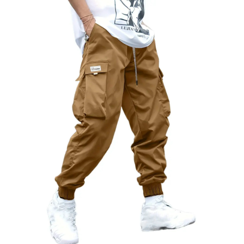 Men's slim tapered cargo pants - relaxed fit with drawstring waist