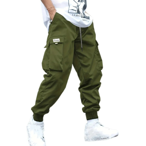 Men's slim tapered cargo pants - relaxed fit with drawstring waist