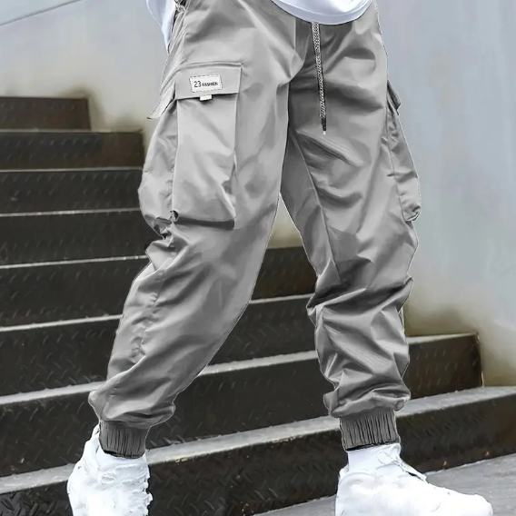 Men's slim tapered cargo pants - relaxed fit with drawstring waist