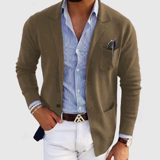 Cardigan da uomo con bottoni - Colletto a risvolto con tasche