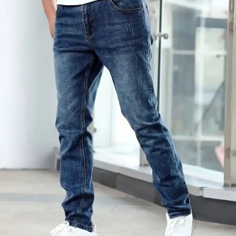 Jeans para hombre - Corte recto y lavado desgastado