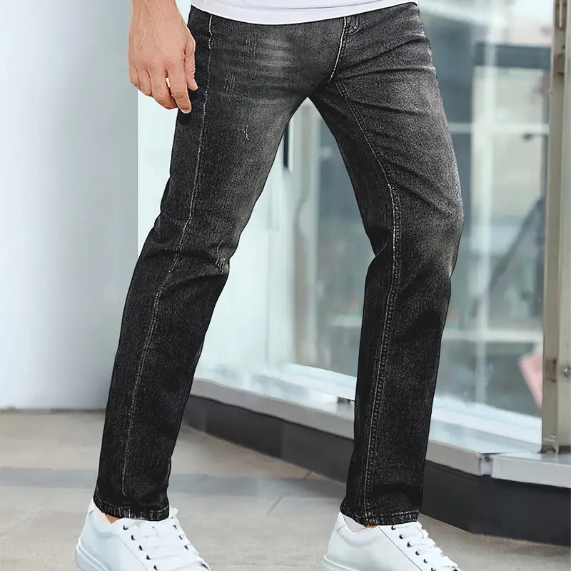 Jeans para hombre - Corte recto y lavado desgastado