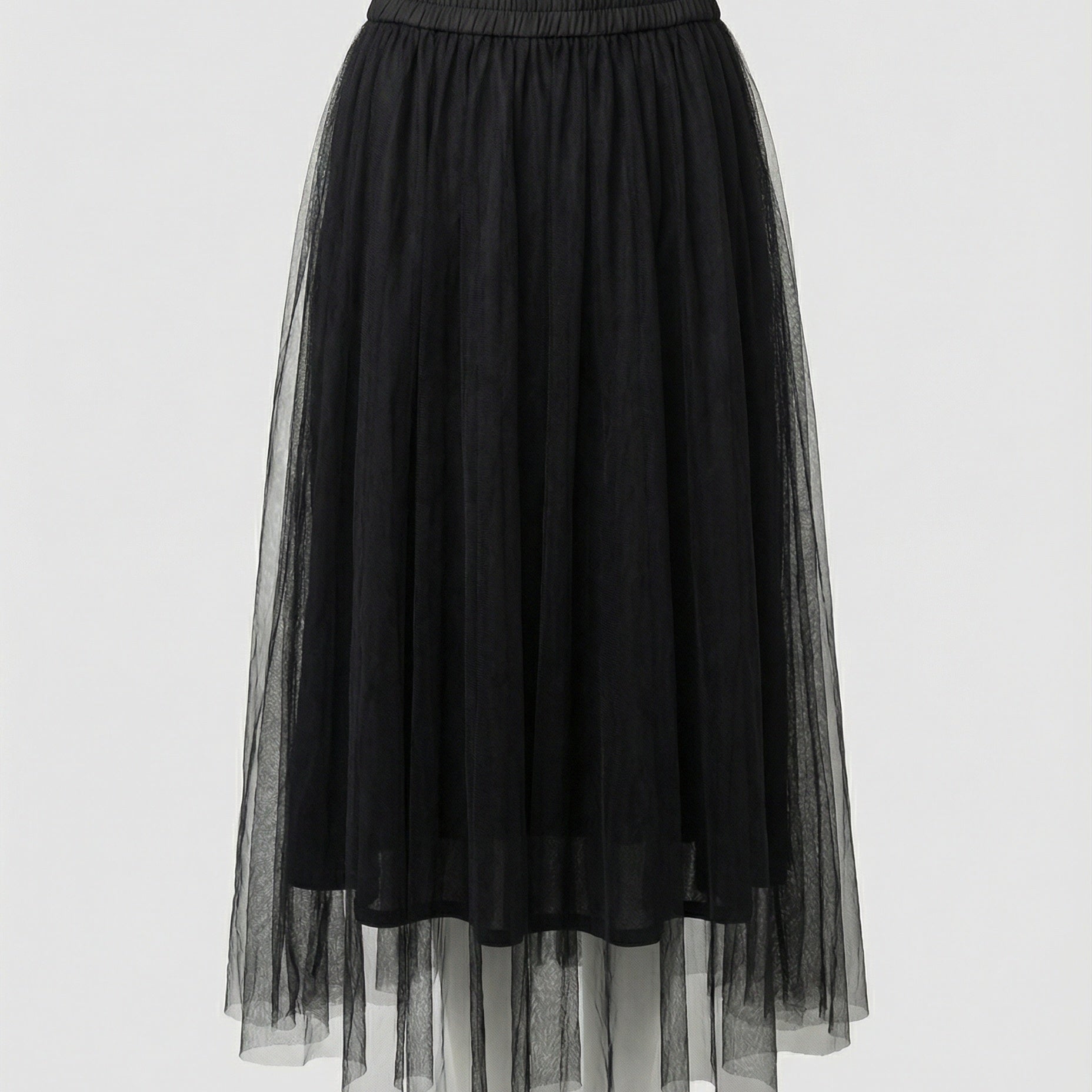 Damen Tüll Midirock - Hohe Taille mit elastischem Bund