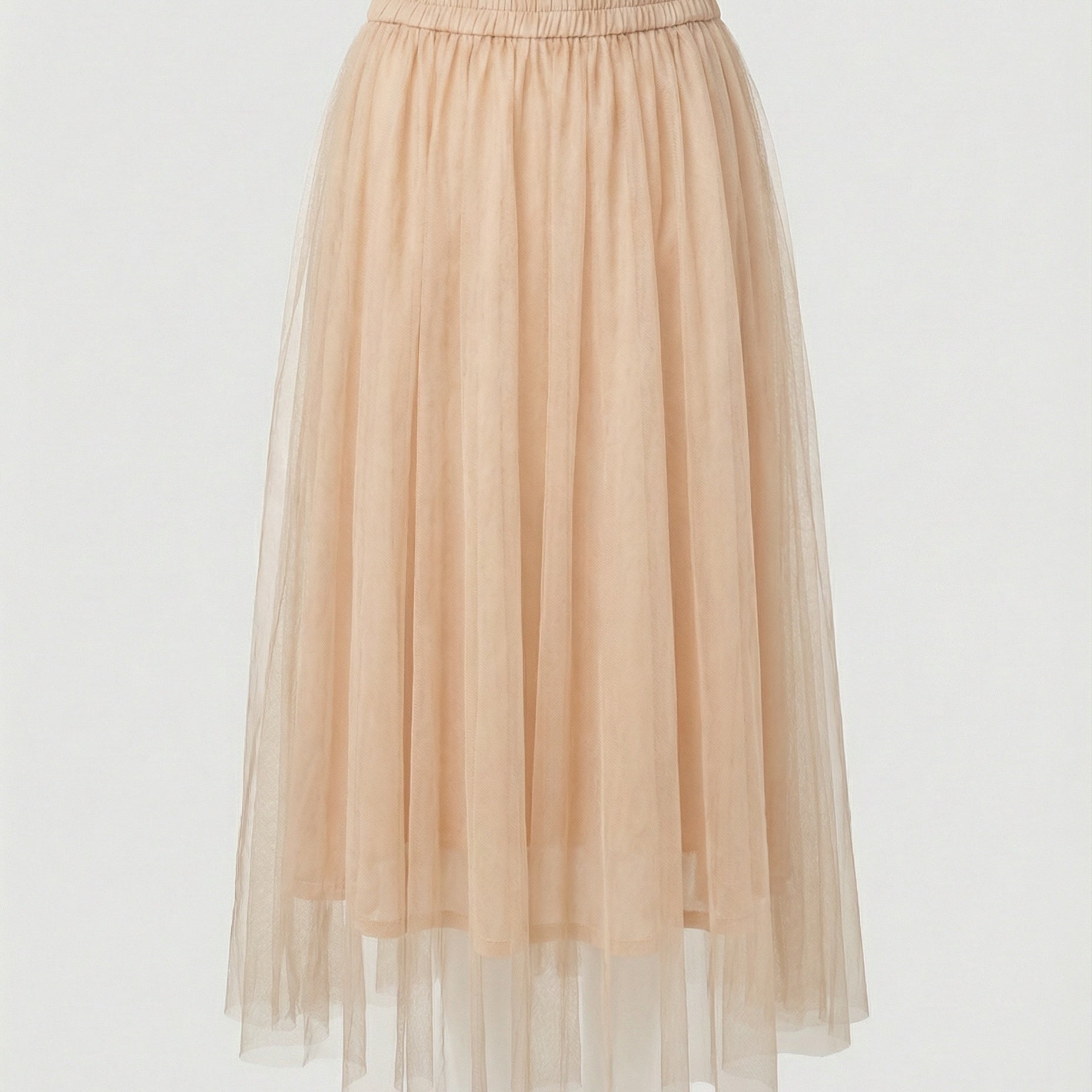 Damen Tüll Midirock - Hohe Taille mit elastischem Bund