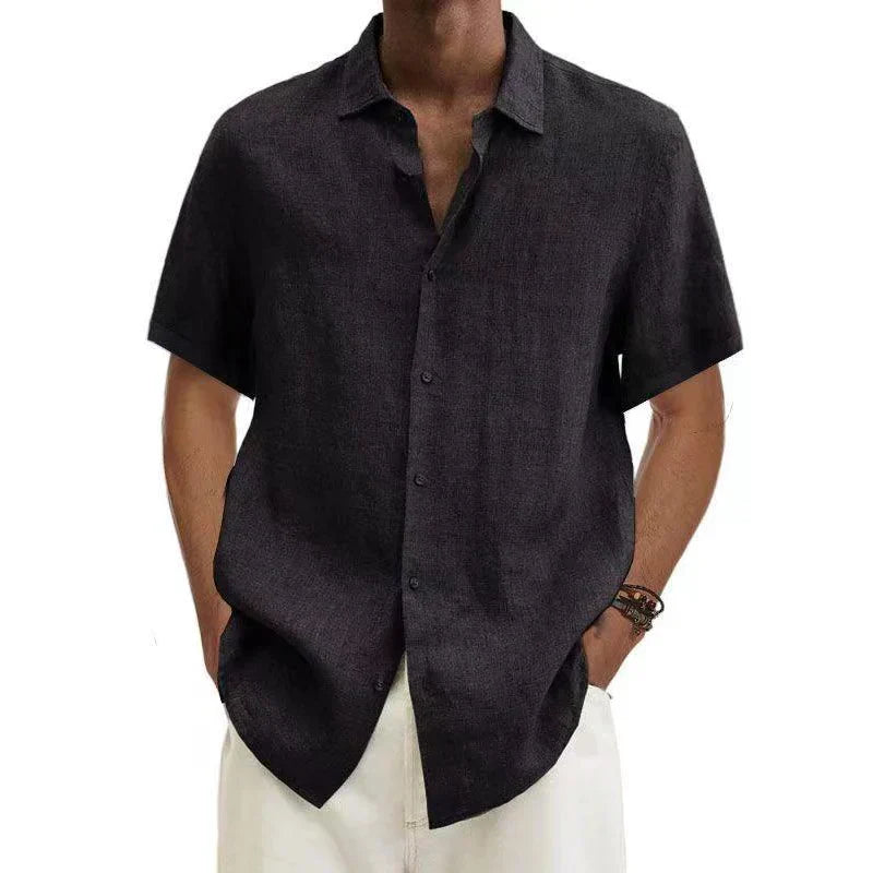 Men's Linen Shirt - Button-Down with Short Sleeve
