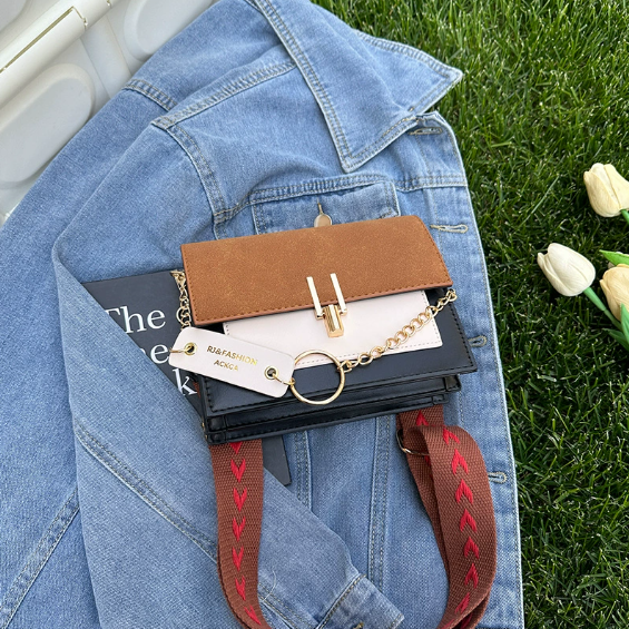 Damen Handtasche mit Krokodilmuster – Quadratisches Klappdesign