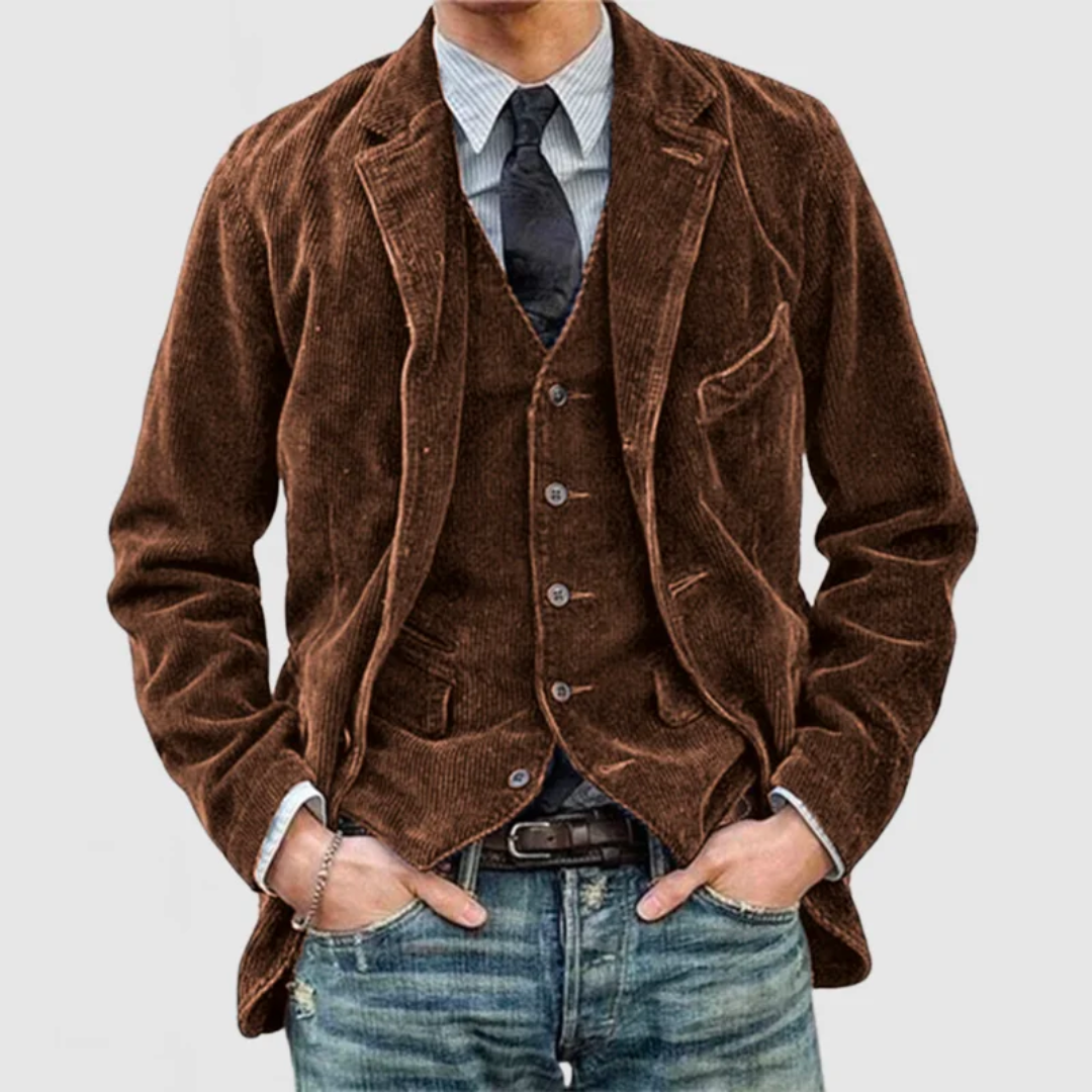 Herren Mantel im Vintage-Stil aus Cord - Taillierte Passform & Strukturiert