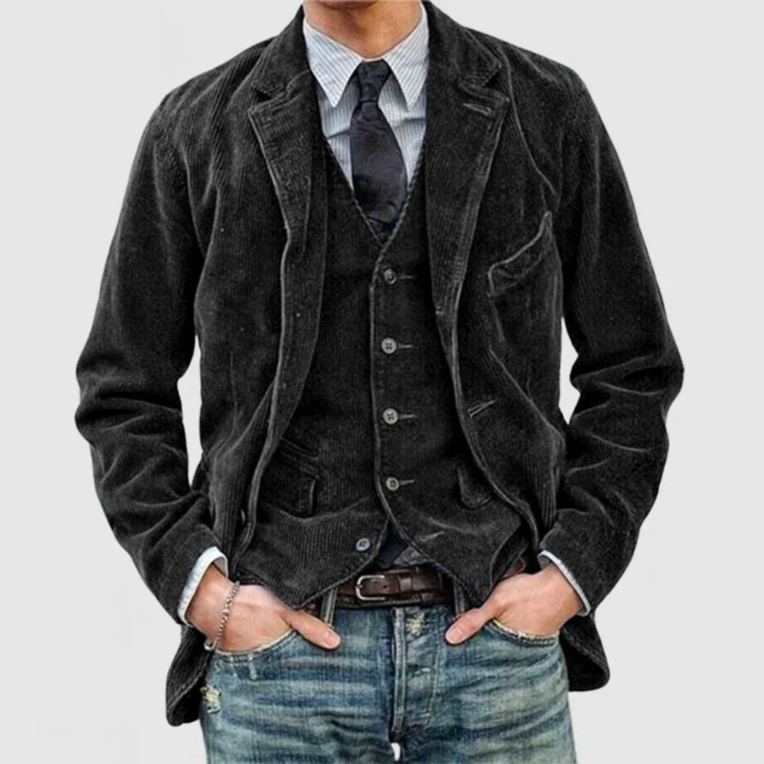 Herren Mantel im Vintage-Stil aus Cord - Taillierte Passform & Strukturiert