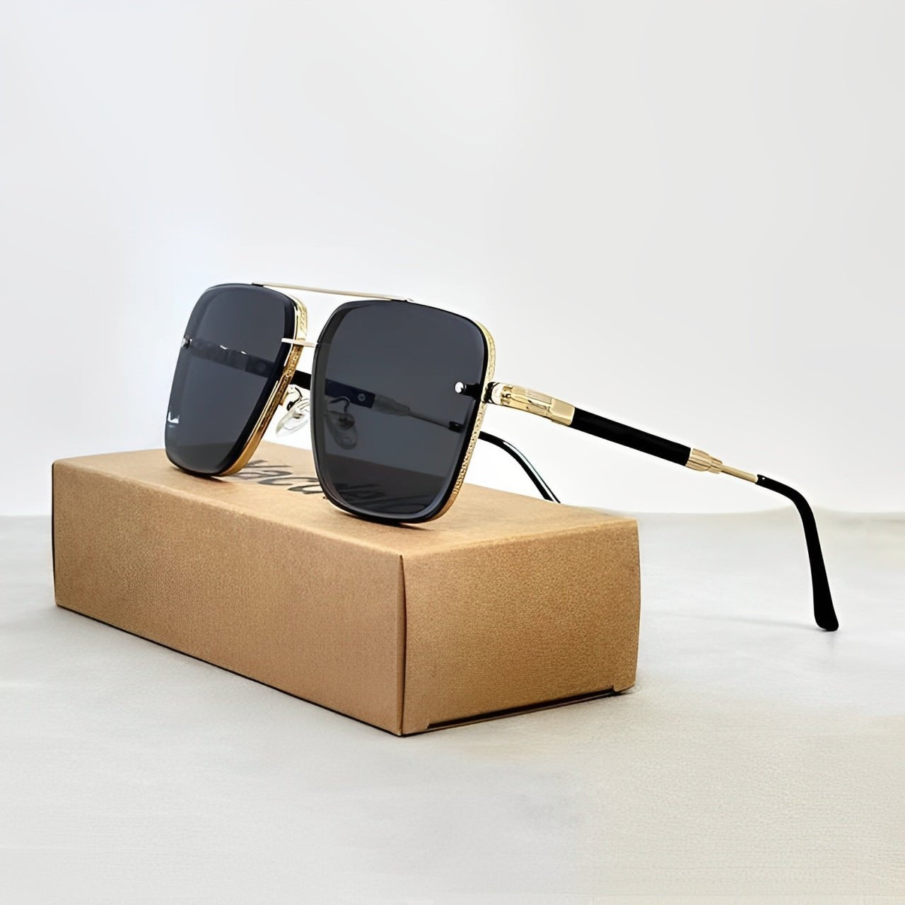 Men's Retro-Style Pilot Sunglasses with Gold Frame and Gradient Lenses