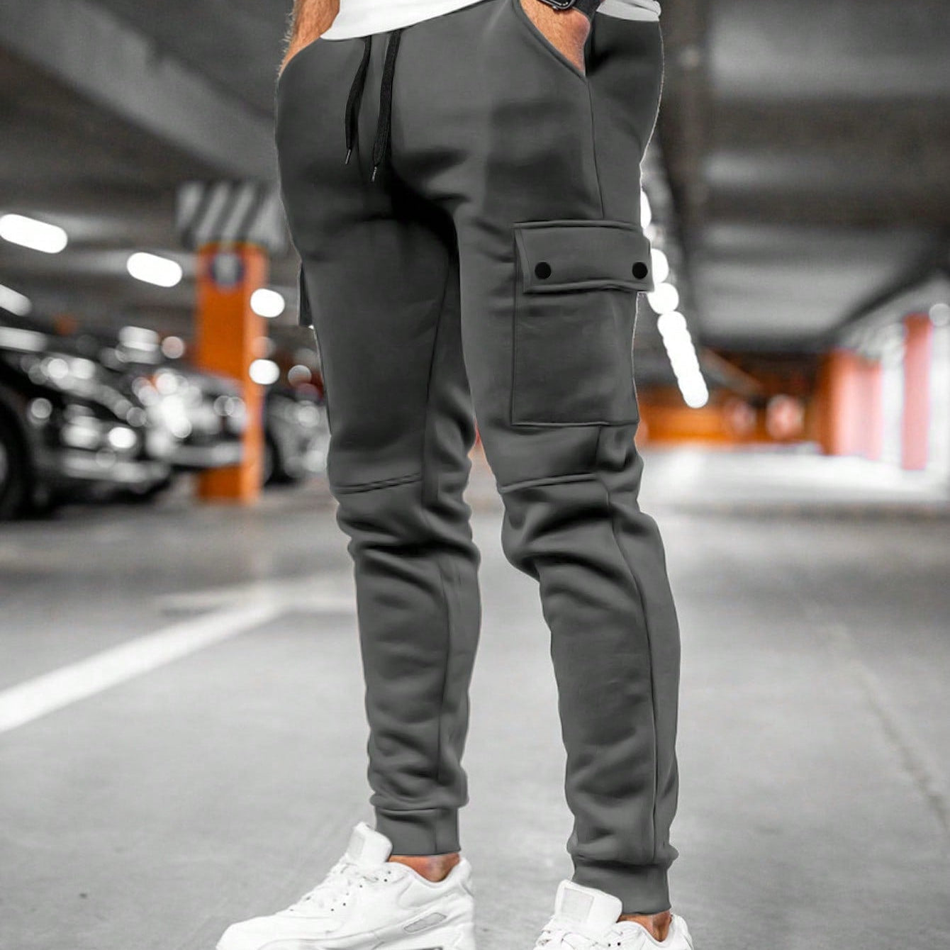 Men's Slim Fit Cargo Jogger - Tapered & Drawstring