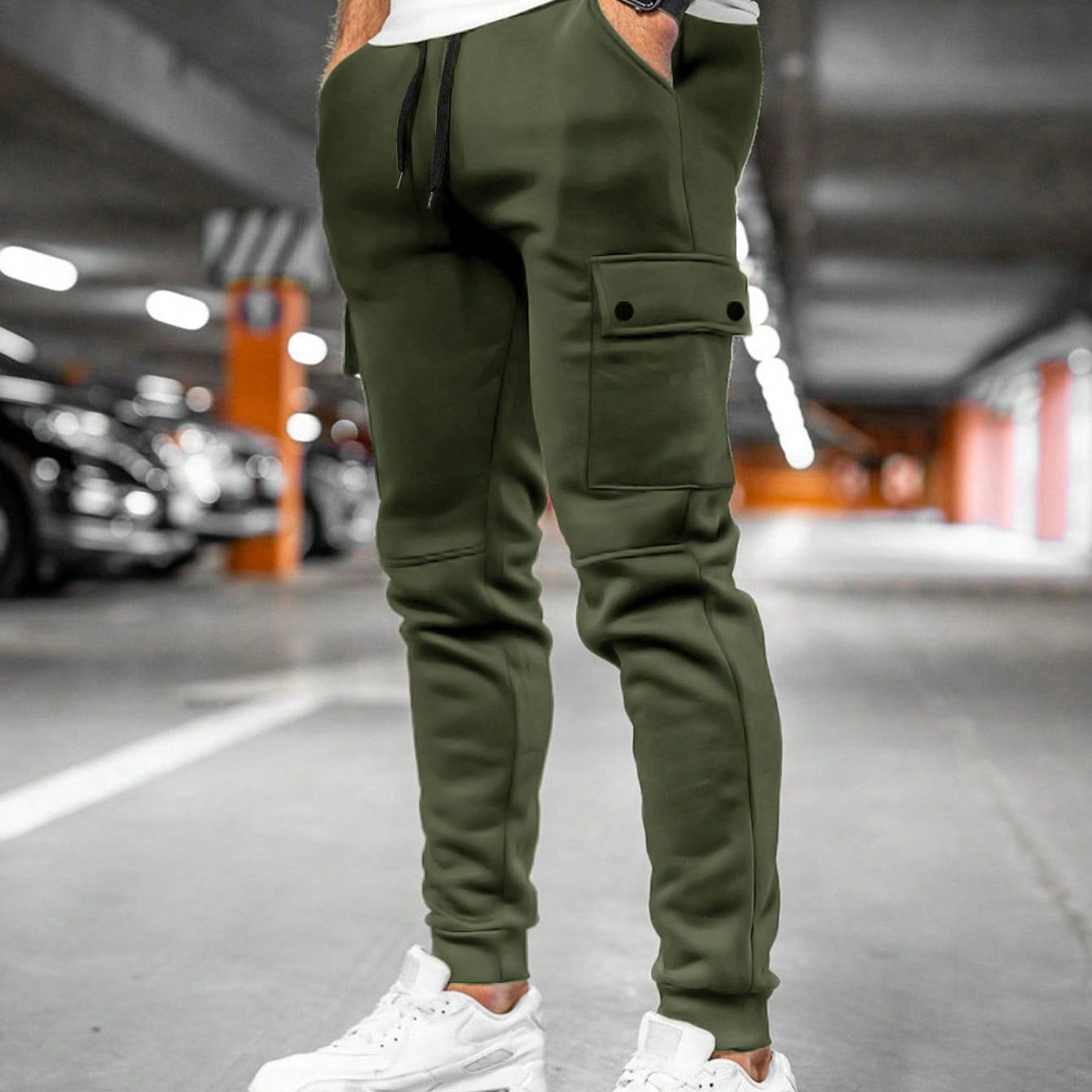 Men's Slim Fit Cargo Jogger - Tapered & Drawstring