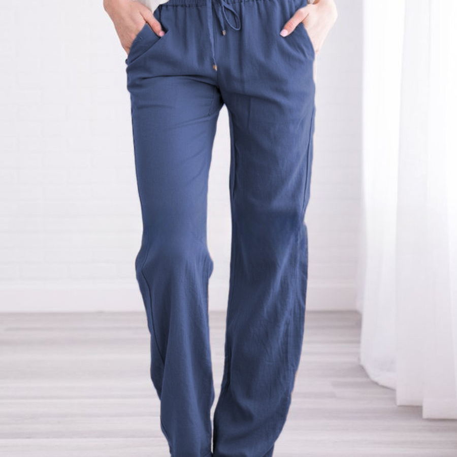 Damen Leinenhose - Elastischer Bund & Lockere Passform