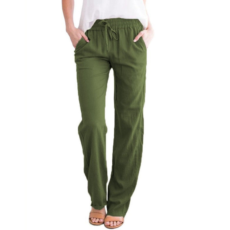 Damen Leinenhose - Elastischer Bund & Lockere Passform