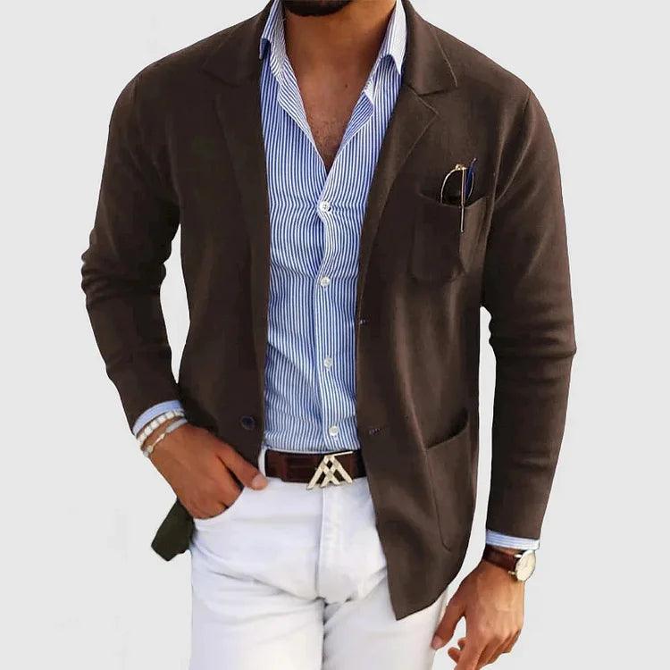Herren Strickjacke mit Knöpfen - Reverskragen mit Taschen