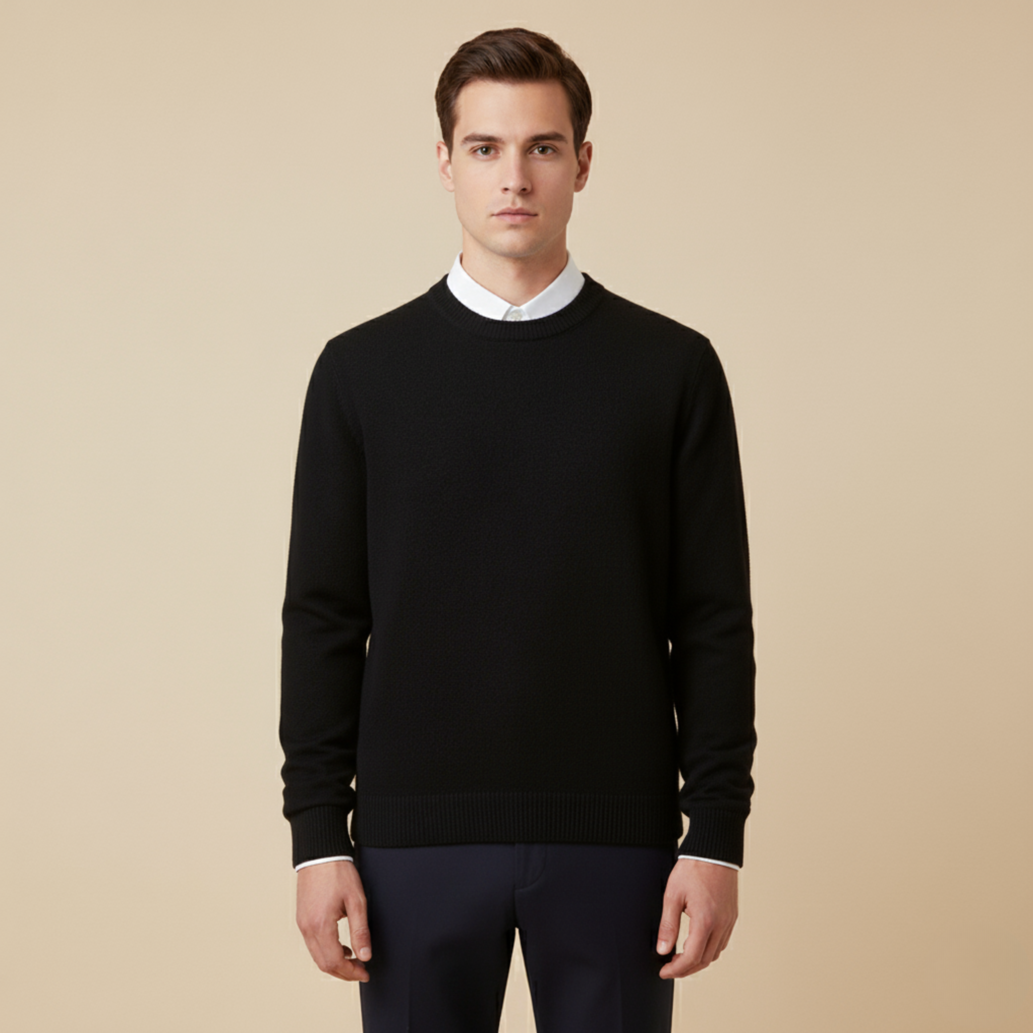 Herren Weicher Kaschmir Pullover - Gestrickter Rundhalsausschnitt