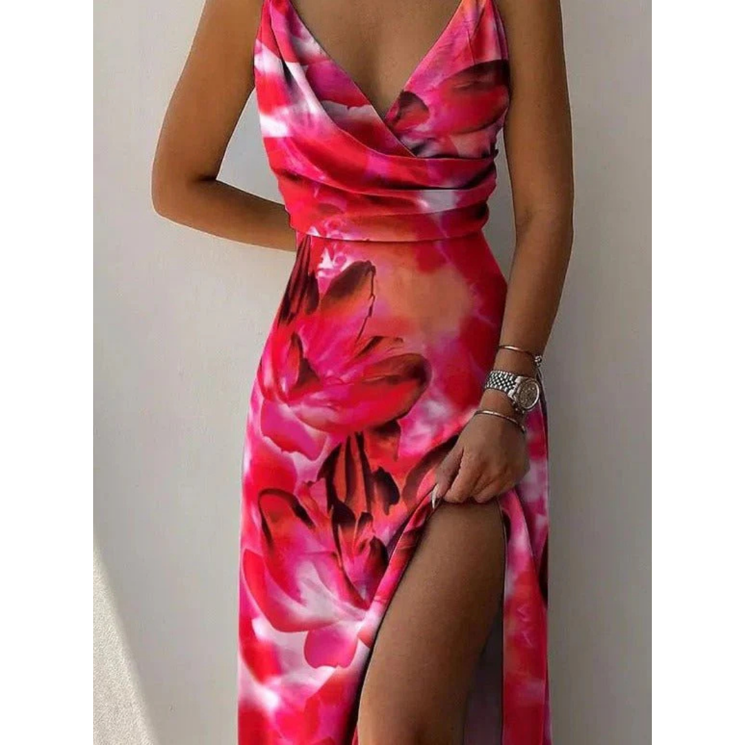 Women's Maxi Dress - Surplice style with High Side Slit