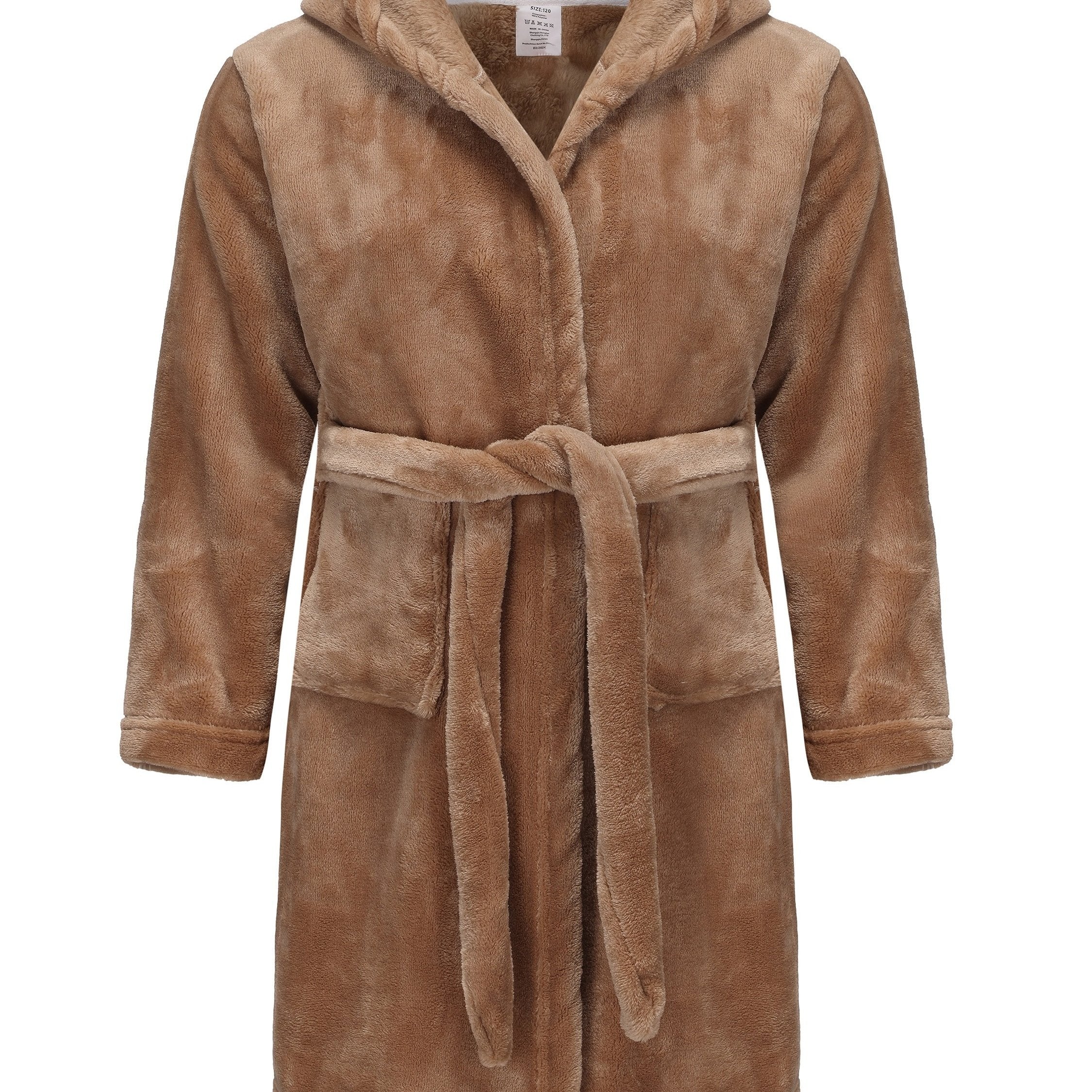Kinder Weicher Morgenmantel - Kapuzen-Robe mit Gürtel und Taschen