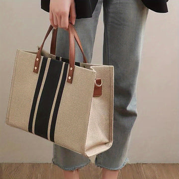 Damen Woven Tote Bag - Klassischer Streifen-Stil