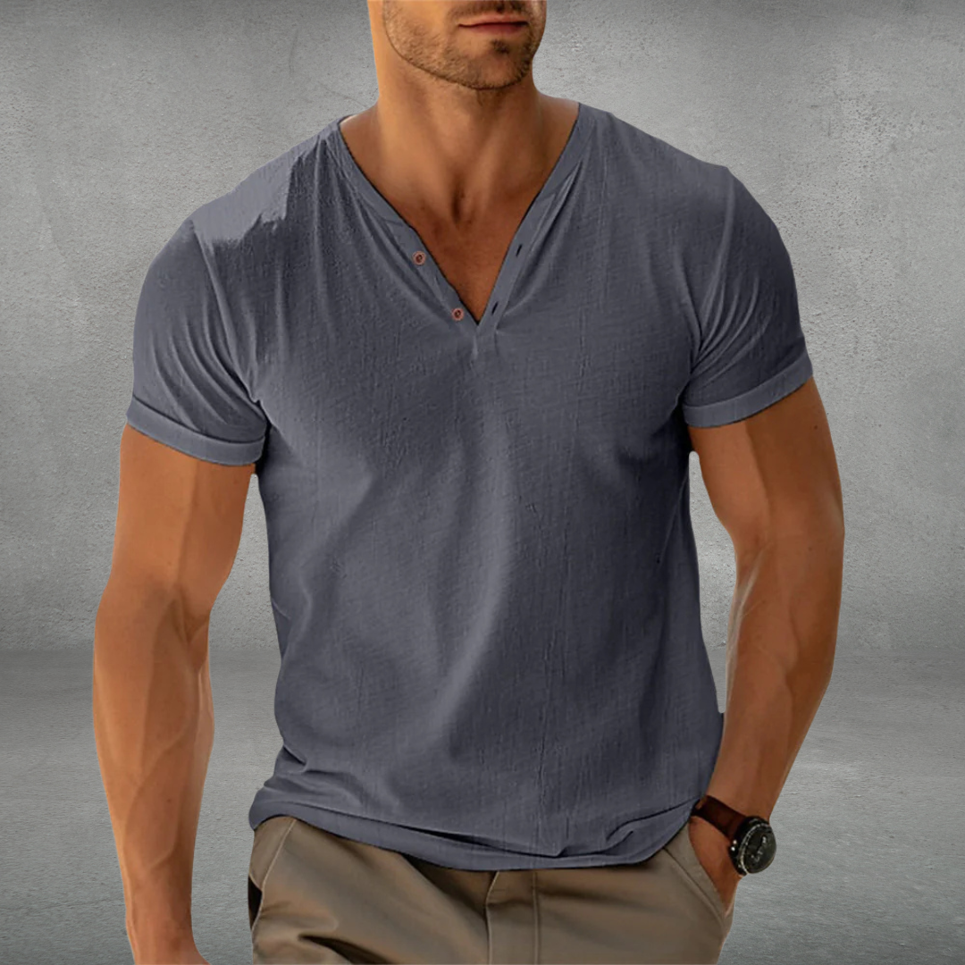 Men's Henley Shirt - Slim Fit & Button-Up