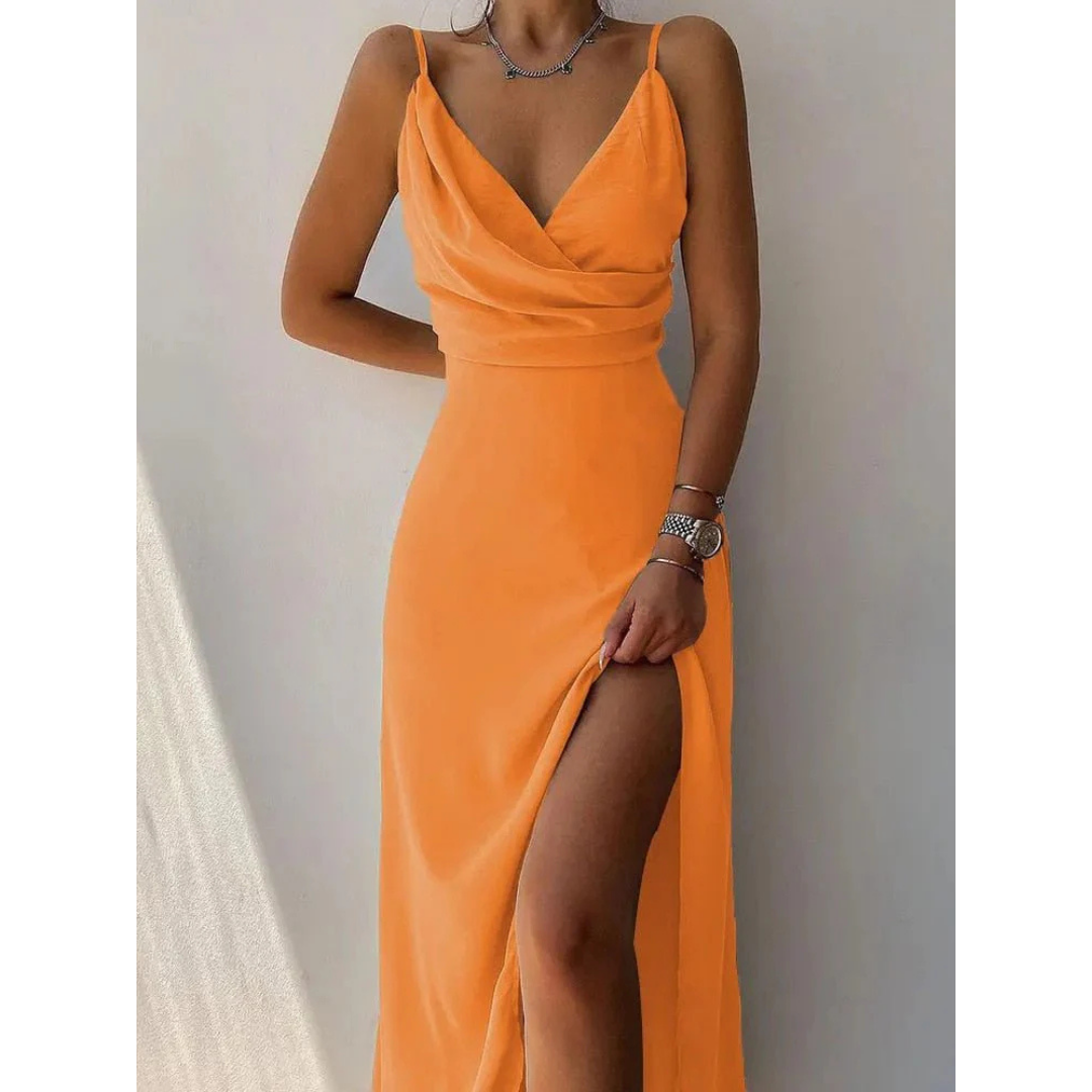Women's Maxi Dress - Surplice style with High Side Slit
