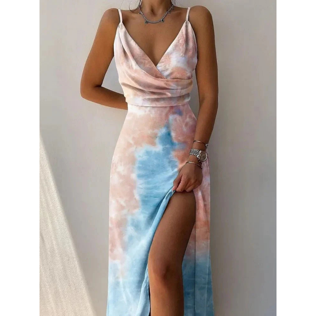 Women's Maxi Dress - Surplice style with High Side Slit