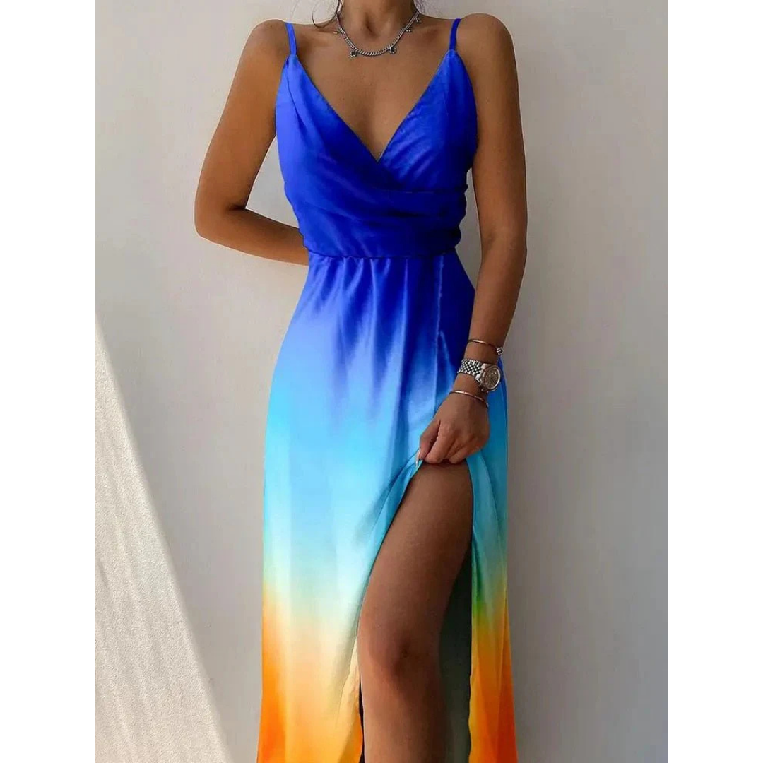 Women's Maxi Dress - Surplice style with High Side Slit