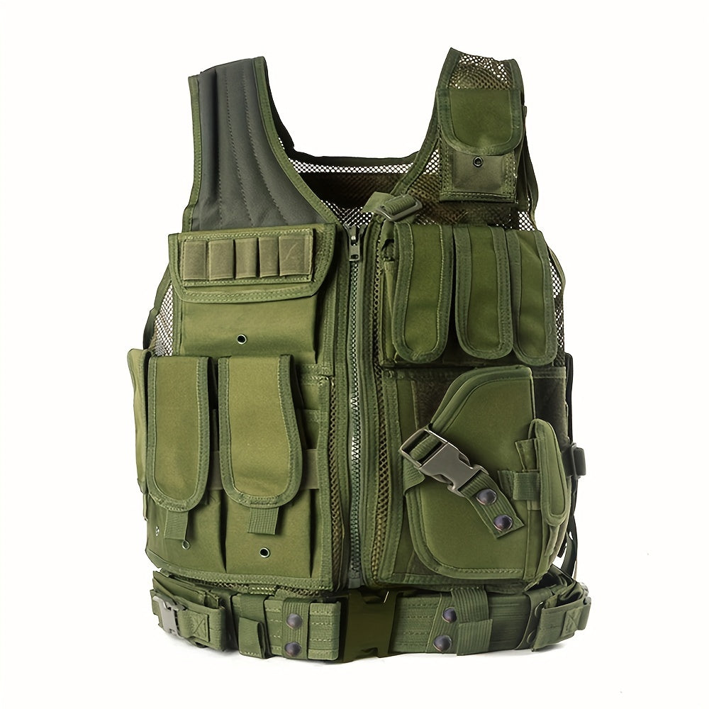 Chaleco de malla táctico unisex – funda ajustable y cinturón desmontable