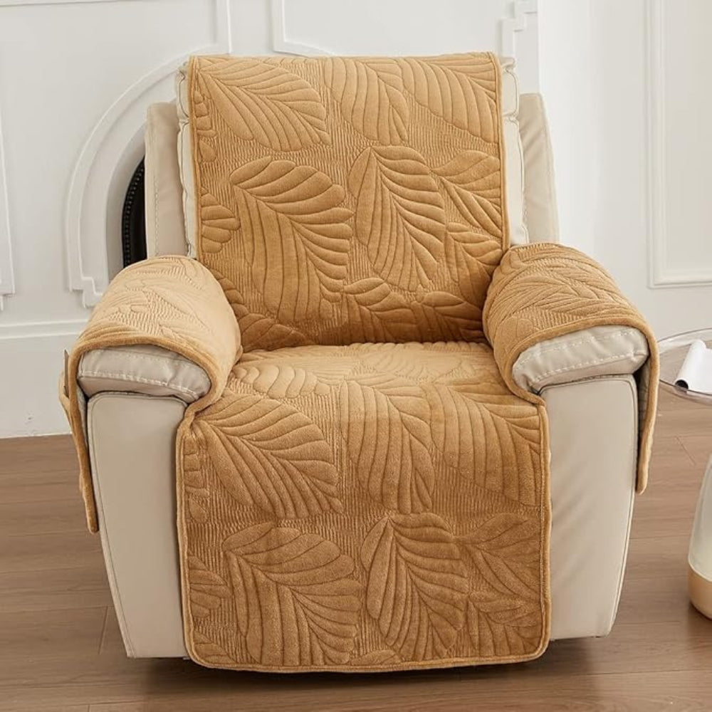 Leaf Pattern Recliner Cover - Anti-Slip with Storage Pockets